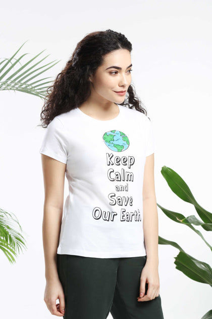 Keep Calm and Save our Earth Womens T-shirt –