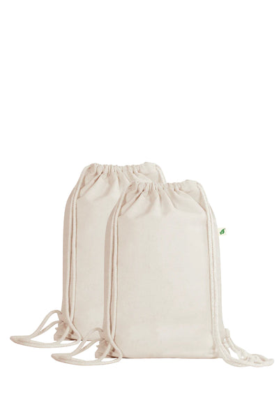 Organic Cotton Drawstring Backpack - 2 Pack