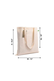 Organic Cotton Tote Bags With Zipper and Inner Pocket - 2 Pack