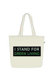 LARGE ZIPPER TOTE BAG BEIGE  - i stand for green living