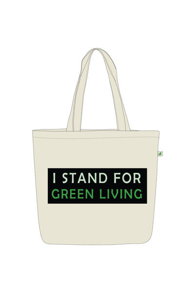 LARGE ZIPPER TOTE BAG BEIGE  - i stand for green living