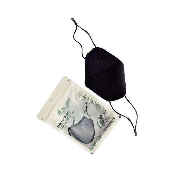 FACE MASK - REUSABLE | ANTIBACTERIAL | ANTI POLLUTION - S95 PK OF 1 - BLACK