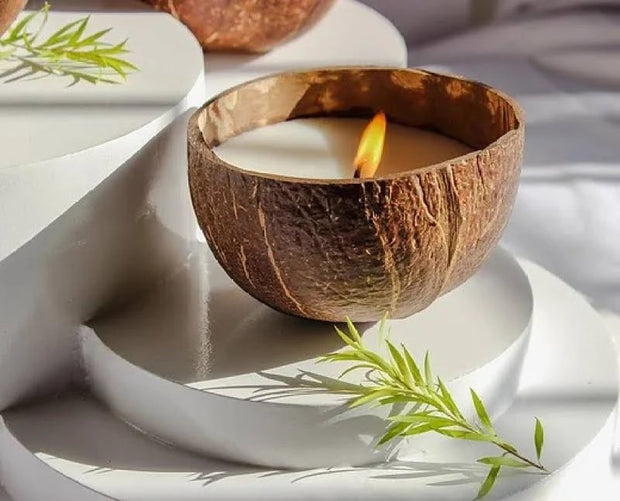 Green Apple HANDMADE COCONUT SHELL CANDLE