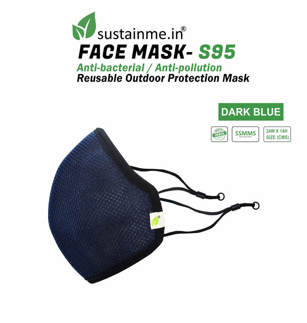 Face Mask - Reusable | Antibacterial | Anti Pollution - S95 Pk Of 1 - Dark Blue