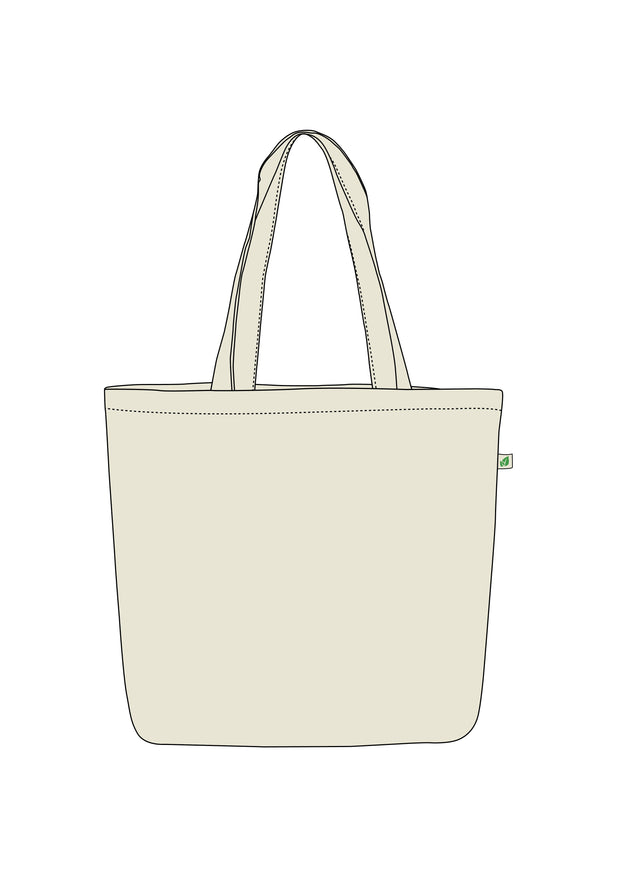 LARGE ZIPPER TOTE BAG BEIGE  - There is no planet B