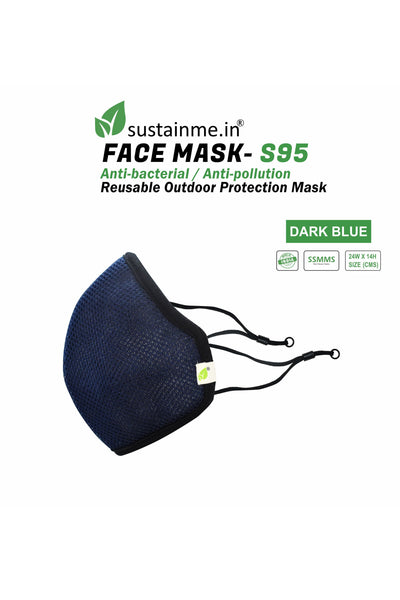 Face Mask - Reusable | Antibacterial | Anti Pollution - S95 Pk Of 1 - Dark Blue