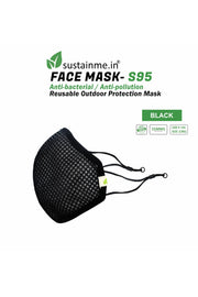 Face Mask - Reusable | Antibacterial | Anti Pollution - S95 Pk Of  1 - Black