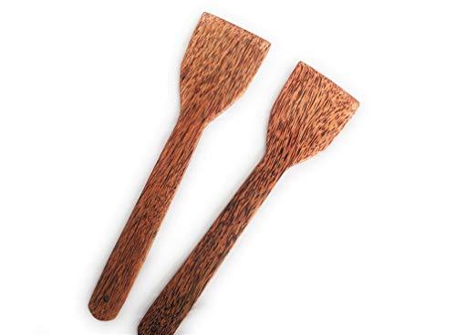 Coconut Wood Spatula for Cooking (Non-Stick Kitchen Utensil, Brown) - Set of 2