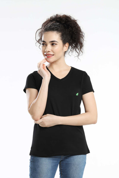 Pima Cotton Women T Shirt - Black