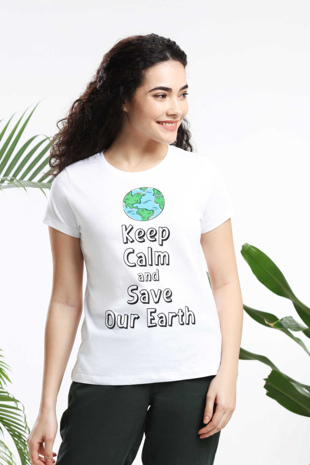 Keep Calm and Save our Earth Womens T-shirt