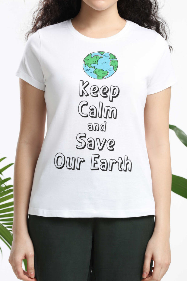 Keep Calm and Save our Earth Womens T-shirt